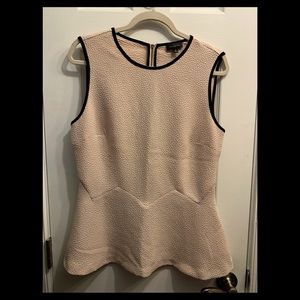 The Limited Beige/Tan and Black Textured Peplum Top/Blouse (medium)